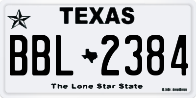 TX license plate BBL2384
