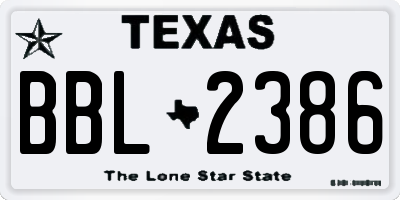 TX license plate BBL2386