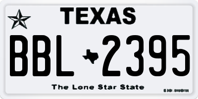 TX license plate BBL2395