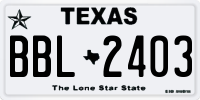 TX license plate BBL2403