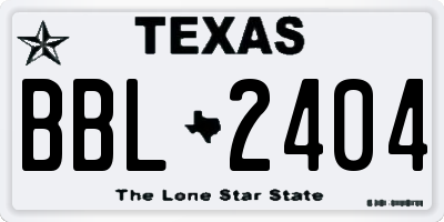 TX license plate BBL2404