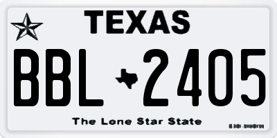 TX license plate BBL2405