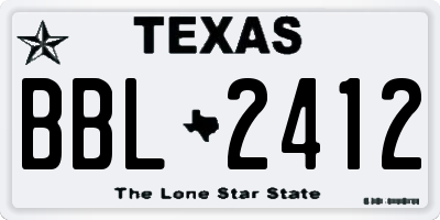 TX license plate BBL2412