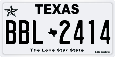 TX license plate BBL2414