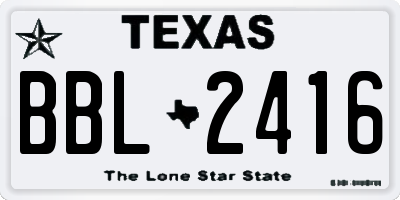TX license plate BBL2416
