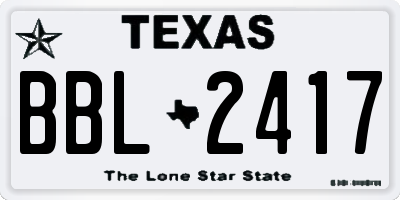 TX license plate BBL2417