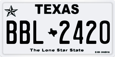 TX license plate BBL2420
