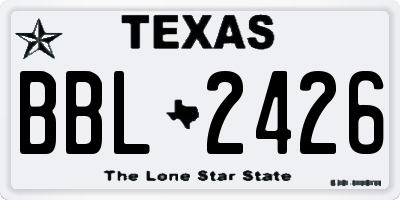 TX license plate BBL2426