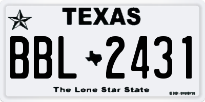 TX license plate BBL2431