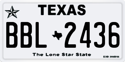 TX license plate BBL2436