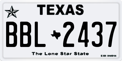 TX license plate BBL2437