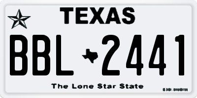 TX license plate BBL2441