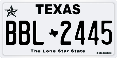 TX license plate BBL2445