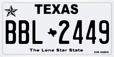 TX license plate BBL2449