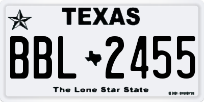 TX license plate BBL2455
