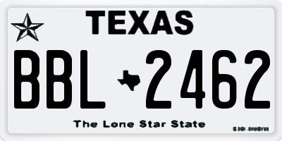 TX license plate BBL2462