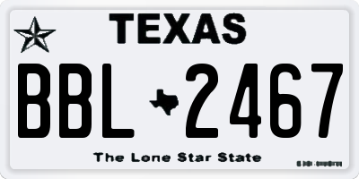 TX license plate BBL2467