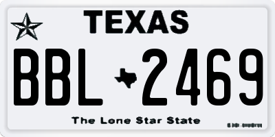 TX license plate BBL2469