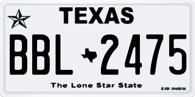 TX license plate BBL2475