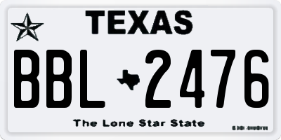 TX license plate BBL2476
