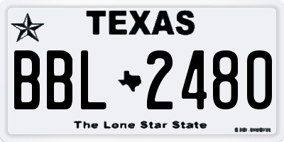 TX license plate BBL2480
