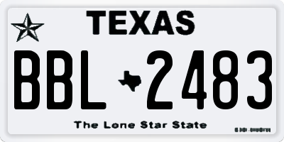 TX license plate BBL2483