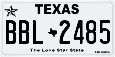 TX license plate BBL2485