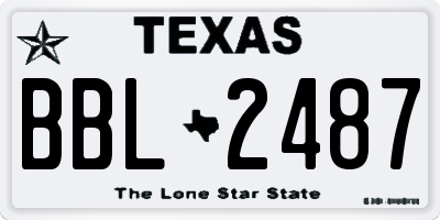 TX license plate BBL2487