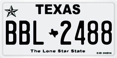 TX license plate BBL2488