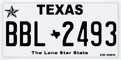 TX license plate BBL2493