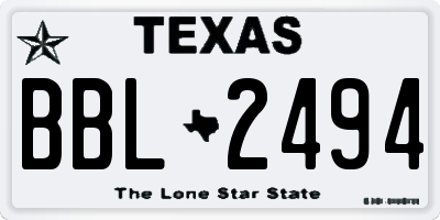 TX license plate BBL2494