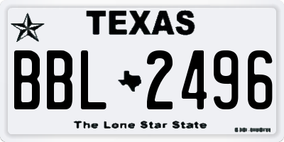 TX license plate BBL2496
