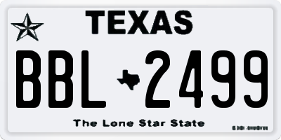 TX license plate BBL2499