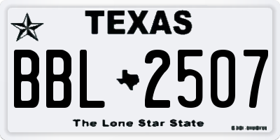 TX license plate BBL2507