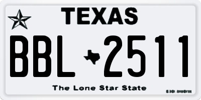 TX license plate BBL2511