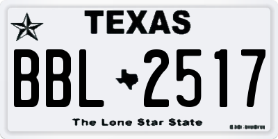 TX license plate BBL2517