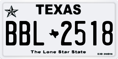 TX license plate BBL2518