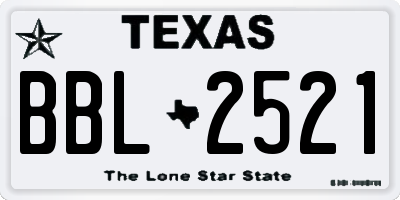 TX license plate BBL2521