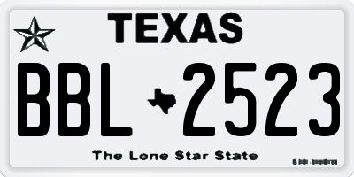 TX license plate BBL2523
