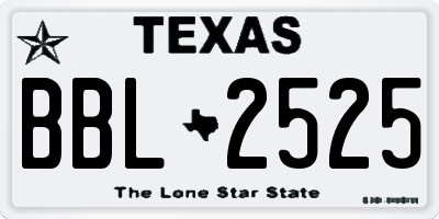 TX license plate BBL2525