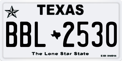 TX license plate BBL2530