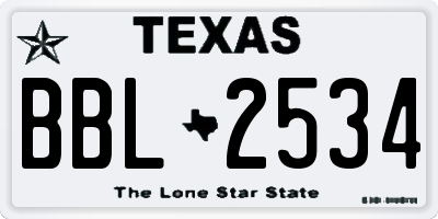 TX license plate BBL2534