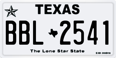 TX license plate BBL2541