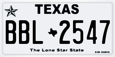 TX license plate BBL2547