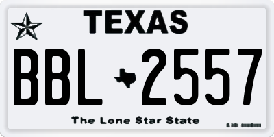TX license plate BBL2557