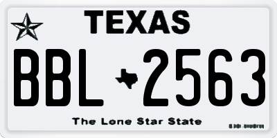 TX license plate BBL2563