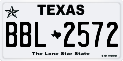 TX license plate BBL2572
