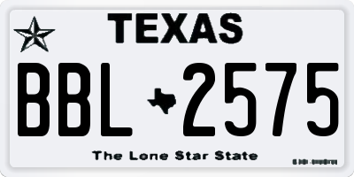 TX license plate BBL2575