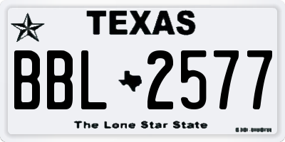 TX license plate BBL2577