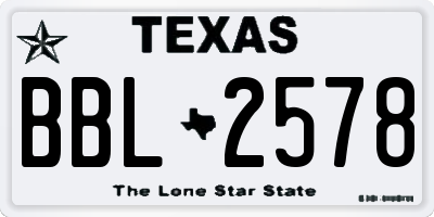 TX license plate BBL2578